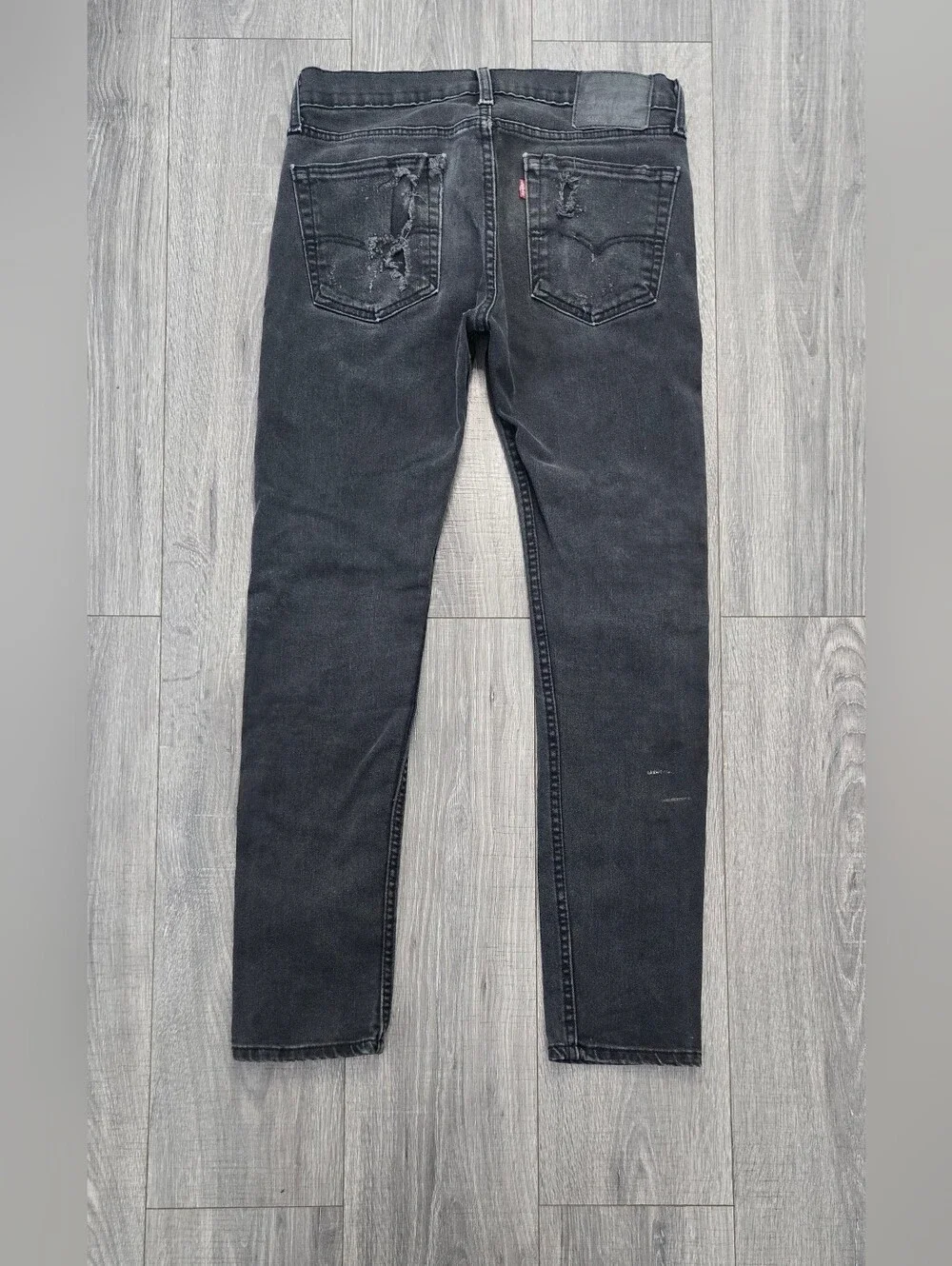 Levi’s 510 Skinny Fit Black Distressed Jeans Men’s W31 L32 Stretch Denim